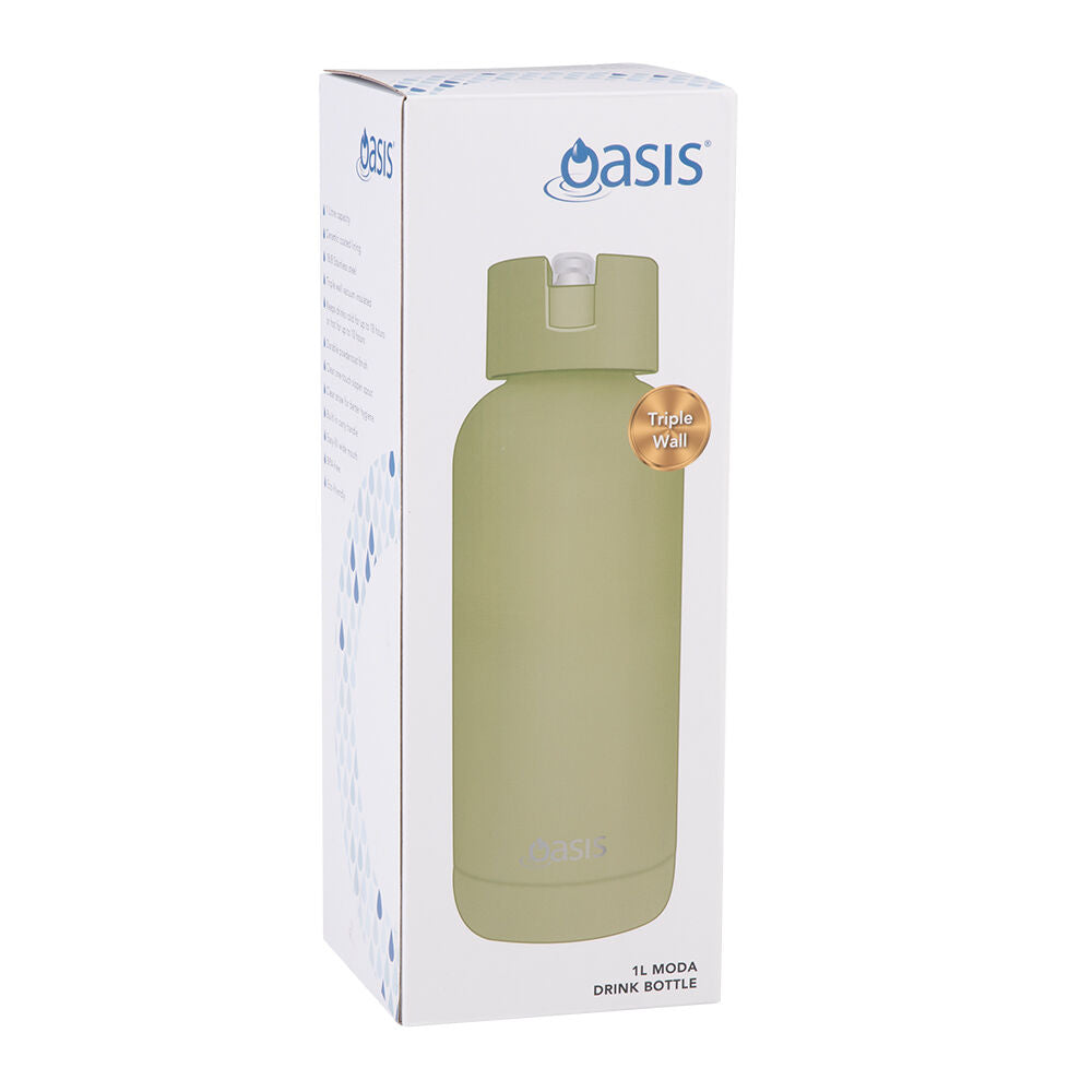 Oasis 1L Olive Green Ceramic Lined Stainless Steel Insulated Moda Drink Bottle — image 6