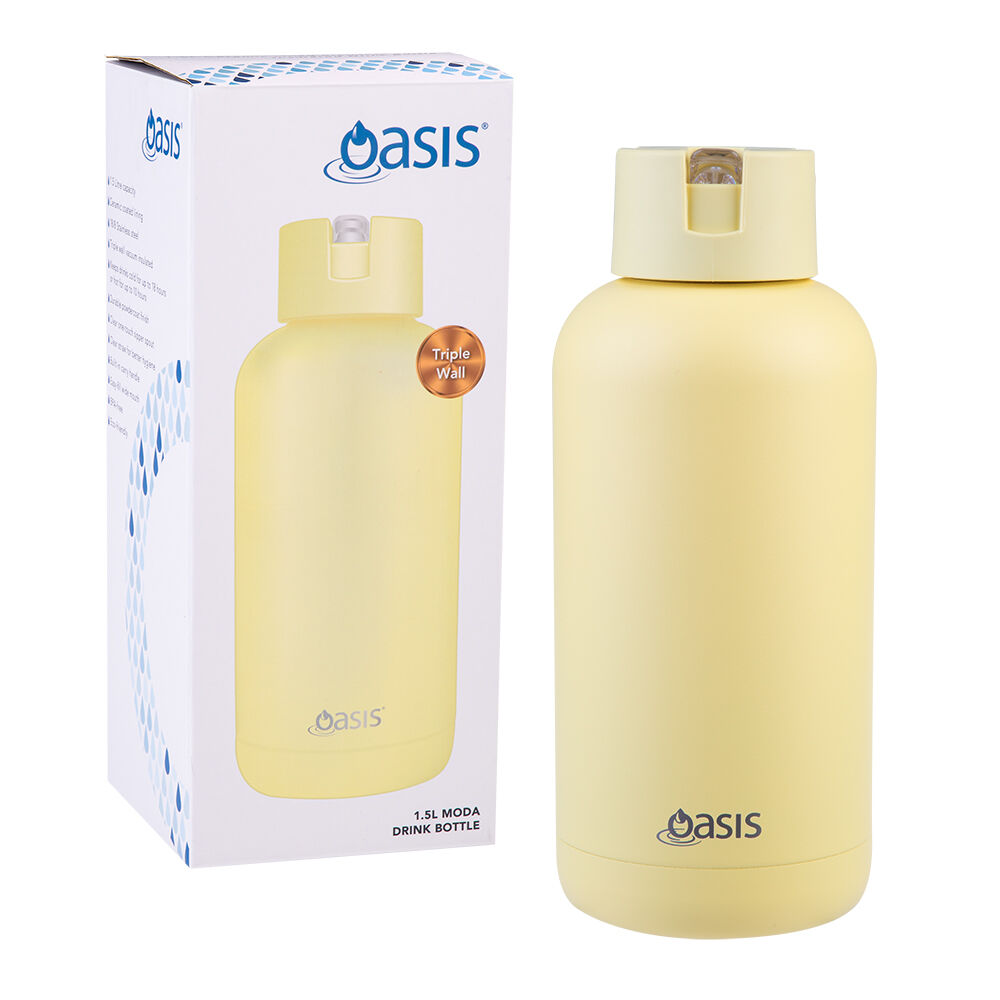 Oasis Daffodil Ceramic Lined Stainless Steel Insulated Moda Drink Bottle — 1.5l