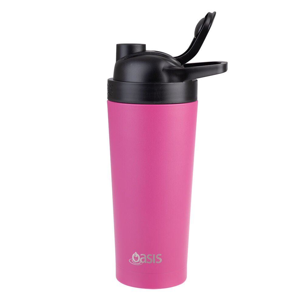 Oasis 700ml Fuchsia Stainless Steel Insulated Protein Shaker Double Walled — image 3