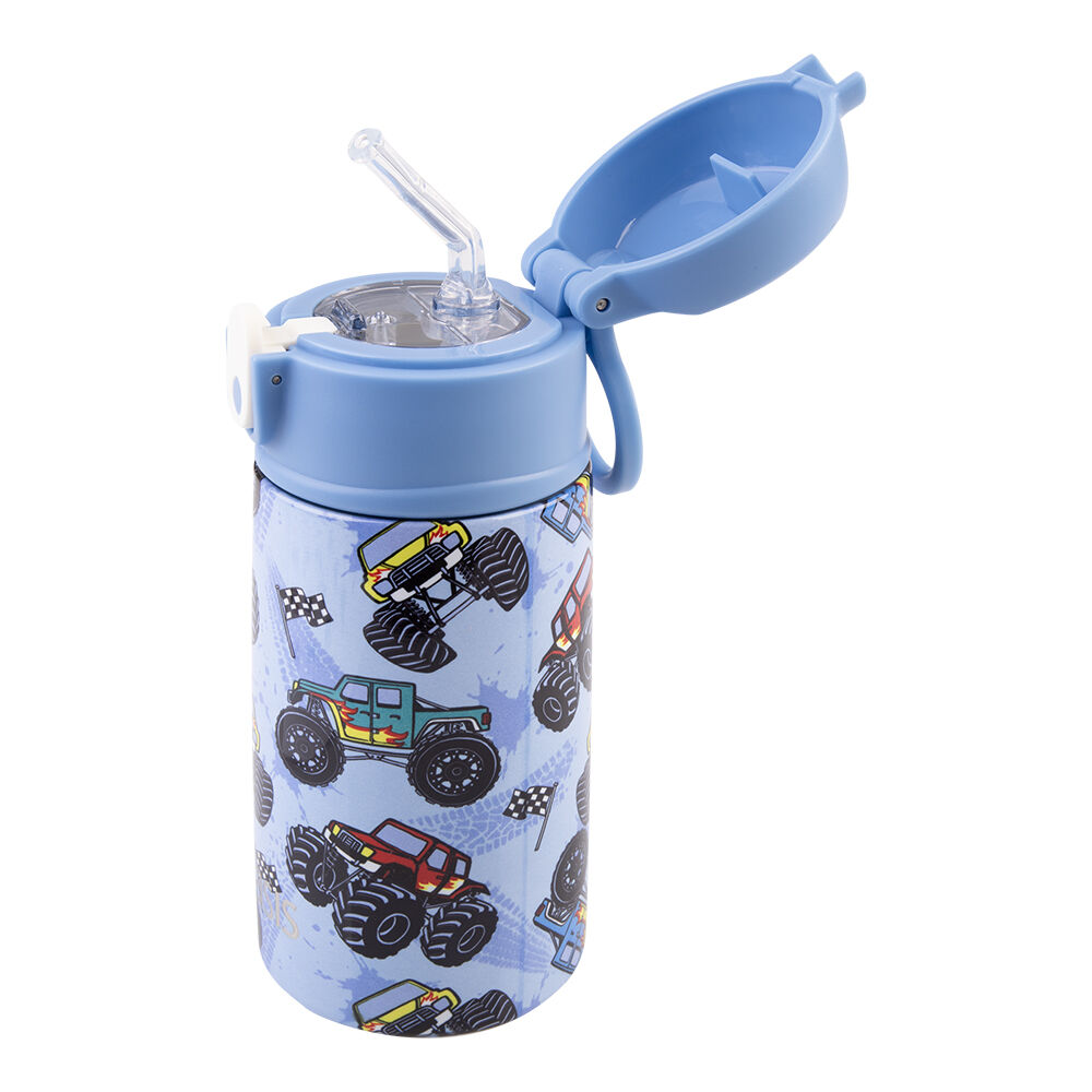Oasis 400ml Monster Trucks Stainless Steel Insulated Kids Drink Bottle w/ Straw — image 2