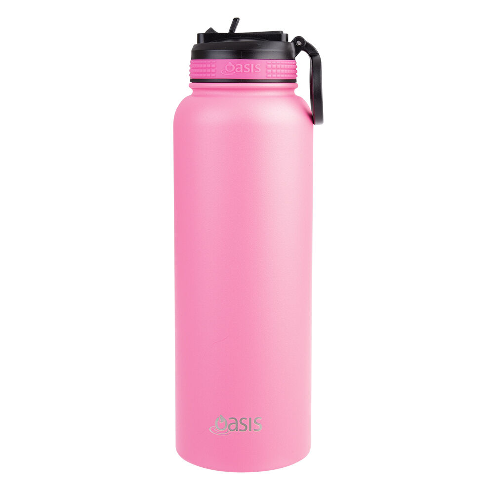 Oasis 1.1L Neon Pink Stainless Steel Insulated Challenger Sports Bottle