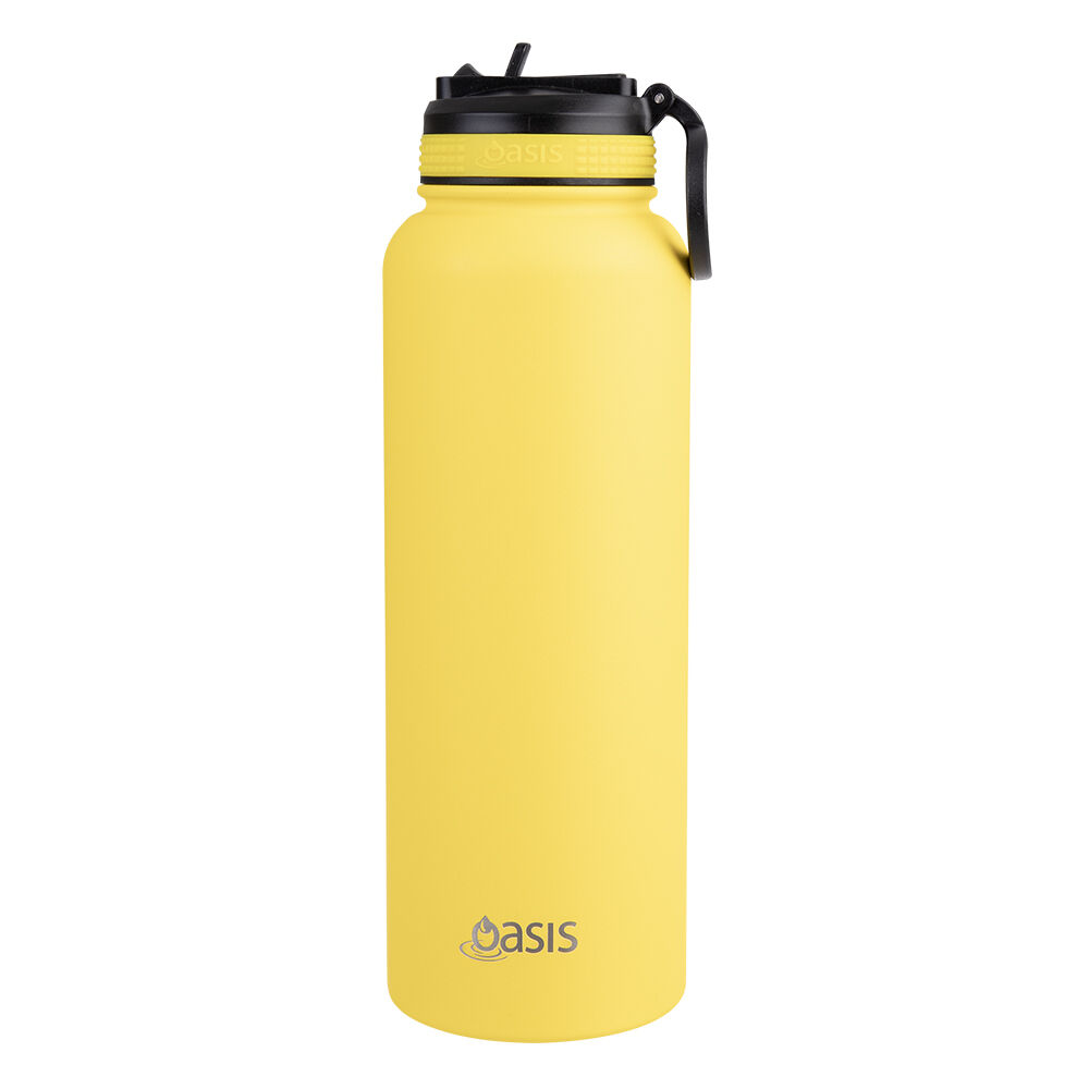 Oasis 1.1L Neon Yellow Stainless Steel Insulated Challenger Sports Bottle
