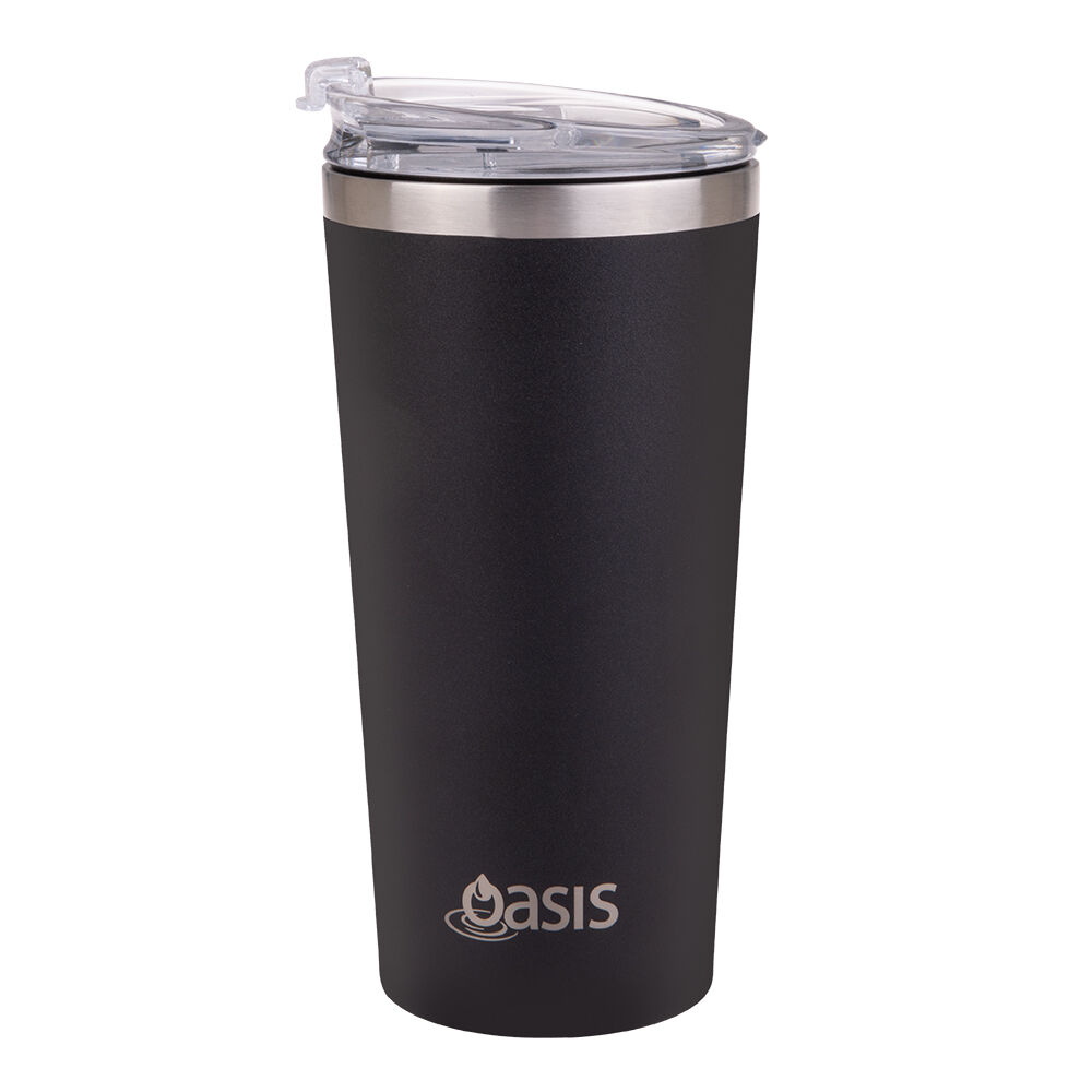 Oasis Stainless Steel Insulated Travel Mug Double Walled 480ml Matte Black (2 Pack) — image 2