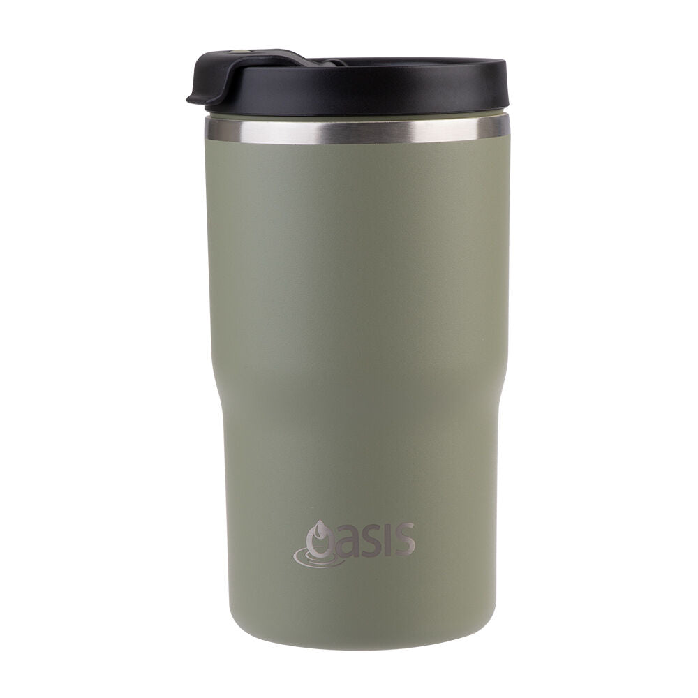 Oasis Ceramic Lined Stainless Steel Insulated Travel Mug 480ml Olive Green (2 Pack)