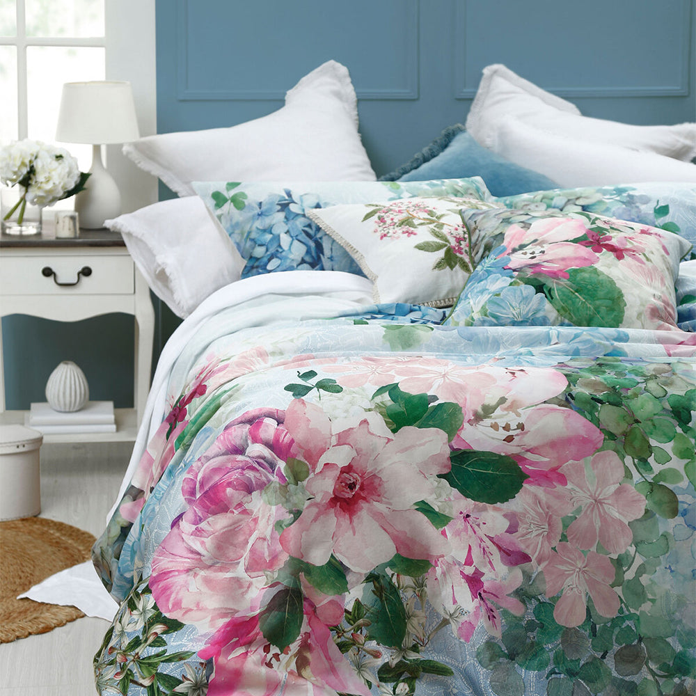 MM Linen Delf Super King Bed Quilt Cover Set 270x240cm Cotton w/Pillowcase — image 2