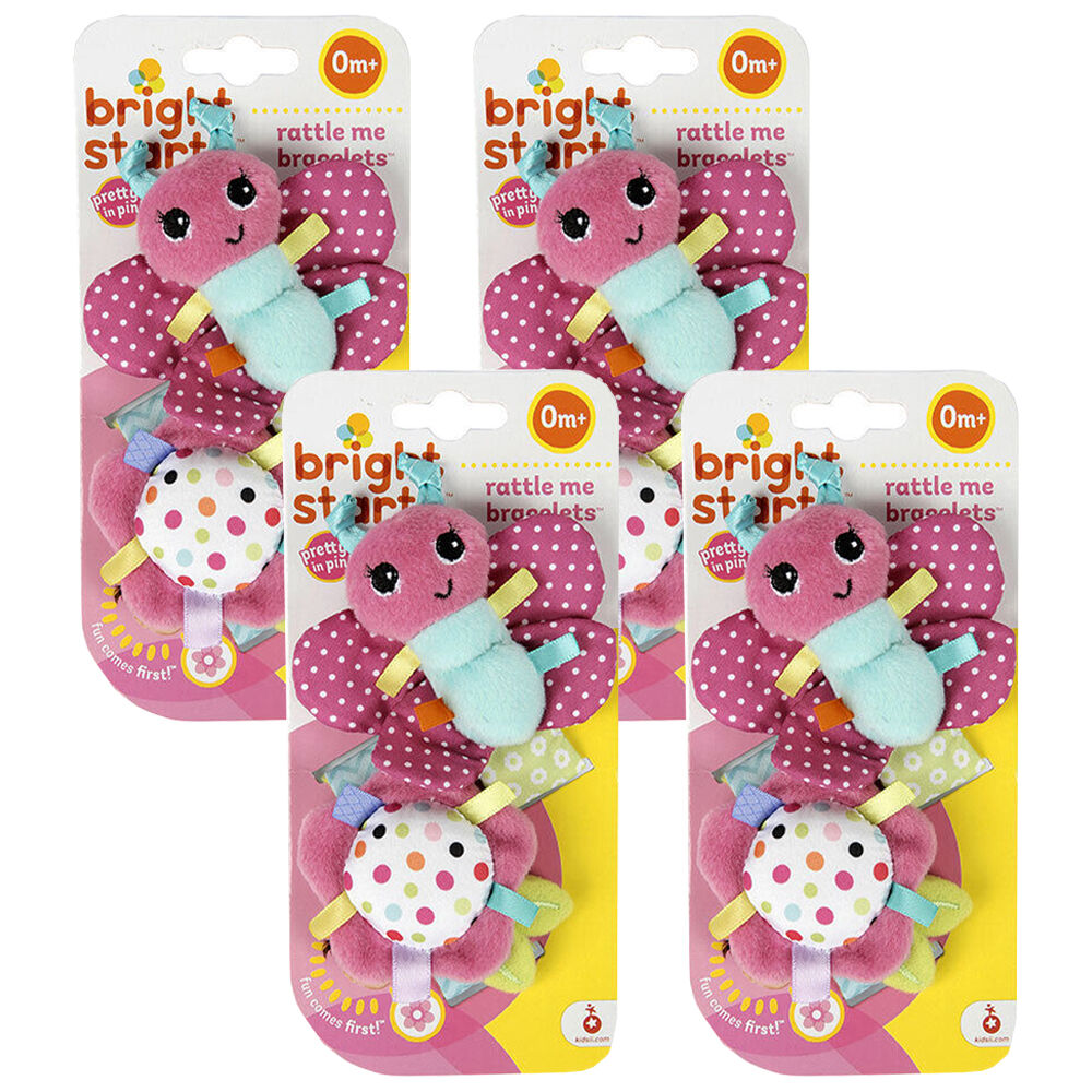 Bright Starts Rattle Me 11cm Bracelets Crinkle Soft/Plush Toys Newborn 0m+ (4 Pack)