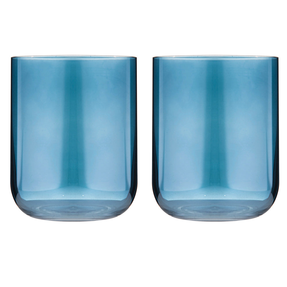 Tempa 2pc Tempa Verity Lowball Tumbler Drinking Glass Crystal Barware Sapphire (2 Pack)