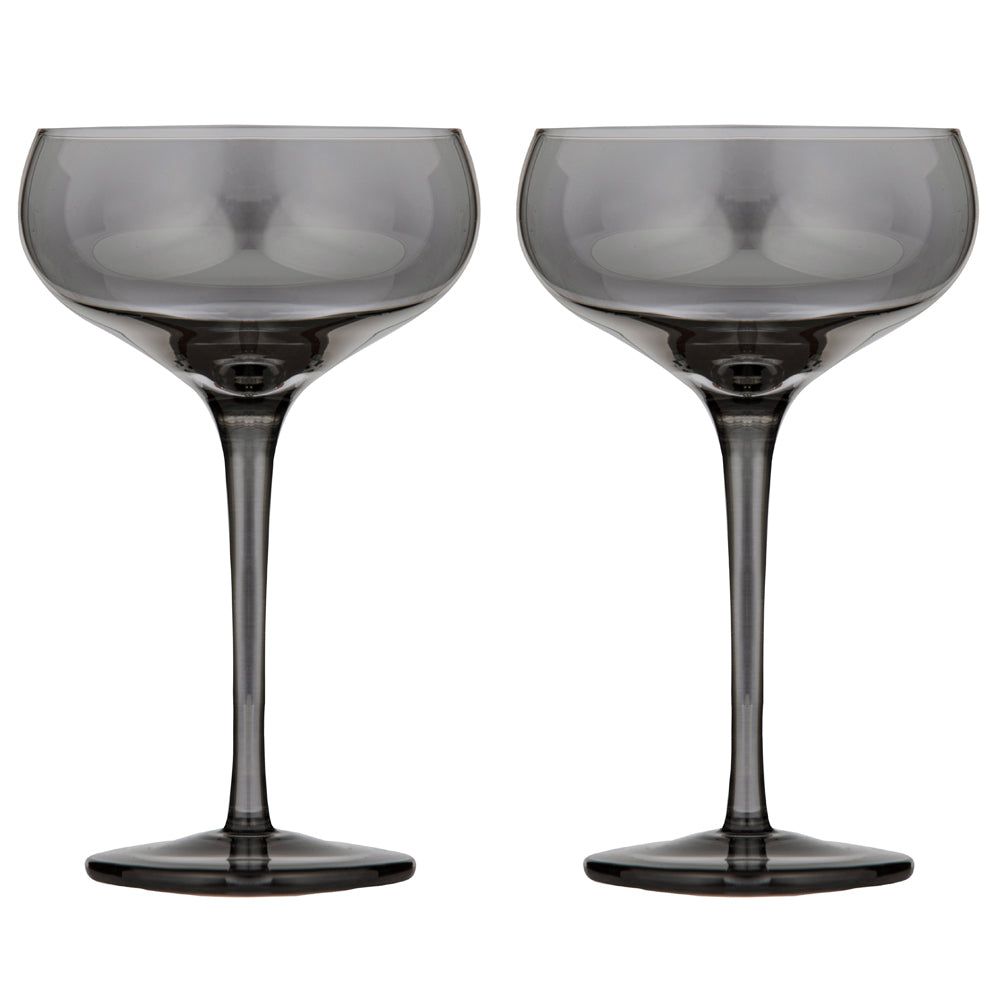 Tempa Verity Drinking Crystal Stemware Coupe Glass Home/Barware Set Smoke (2 Pieces)