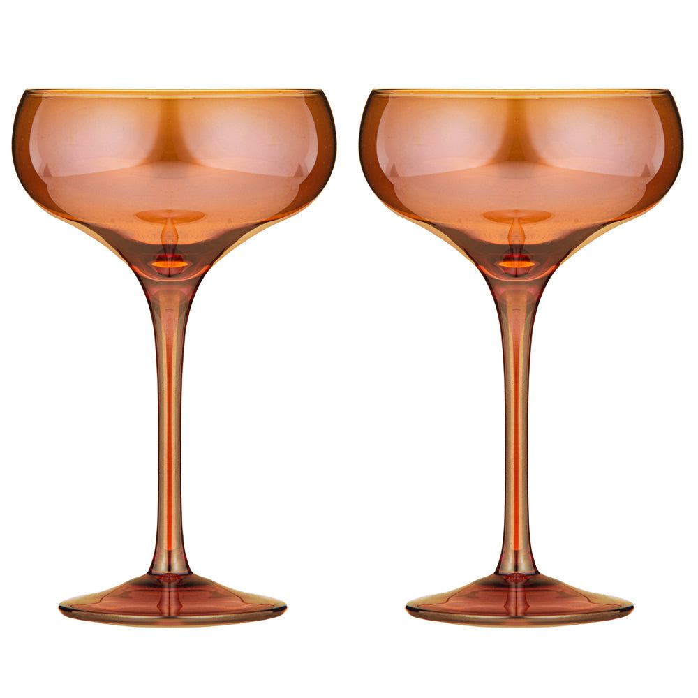 Tempa Verity Drinking Crystal Stemware Coupe Glass Home/Barware Set Amber (2 Pieces)