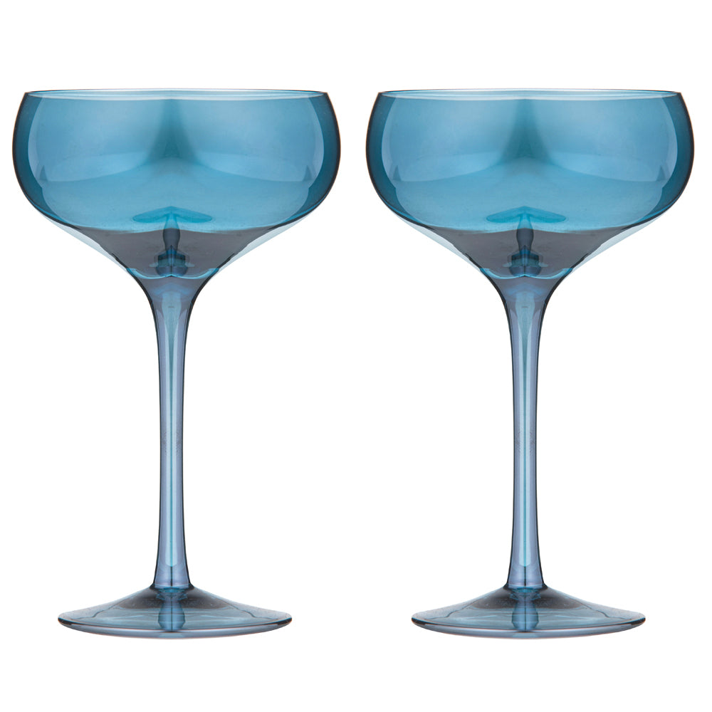 Tempa Verity Drinking Crystal Stemware Coupe Glass Home/Barware Set Sapphire (2 Pieces)