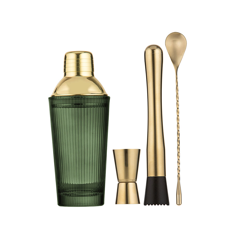 Tempa Cyrus Thin Ribbed Cocktail Drink Making Set (4 Pieces) — Sage Green