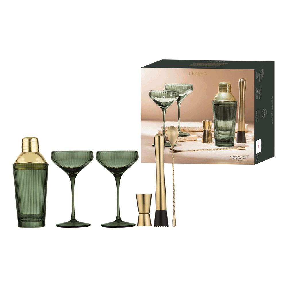 Tempa Sage Green Cyrus Ultimate Thin Ribbed Cocktail Drink Making Set — image 2