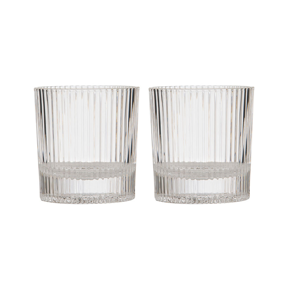Tempa Cyrus Thin Ribbed Whisky Drinking Glasses Set (2 Pieces) — Clear