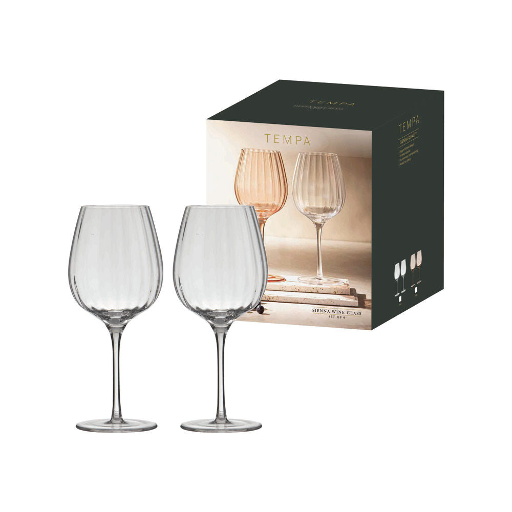 Tempa Sienna Rippled Wine Drinking Glasses Set 22cm Clear (4 Pieces) — image 2