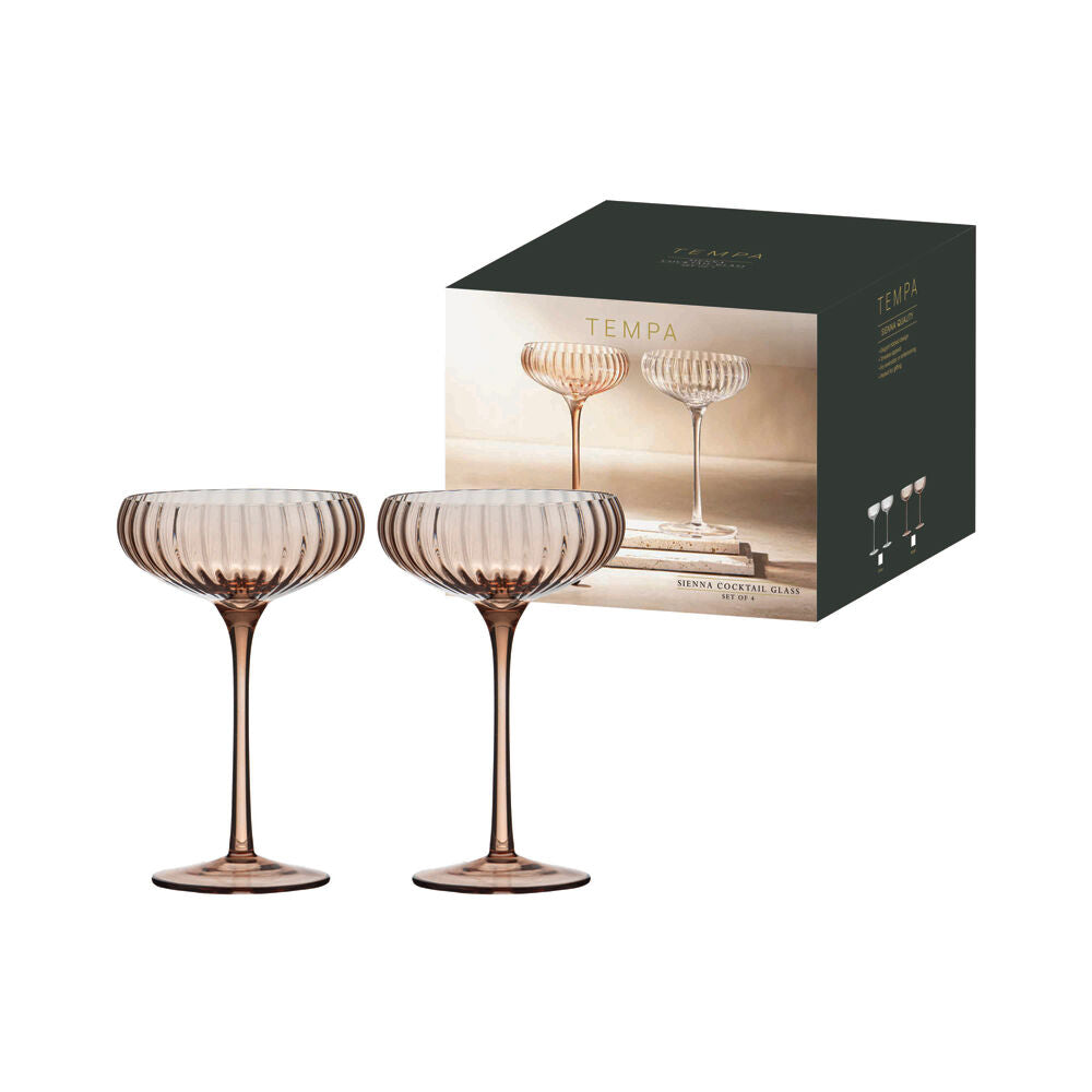 Tempa Sienna Rippled Cocktail Drinking Glasses Set 16.5cm Blush Pink (4 Pieces) — image 2