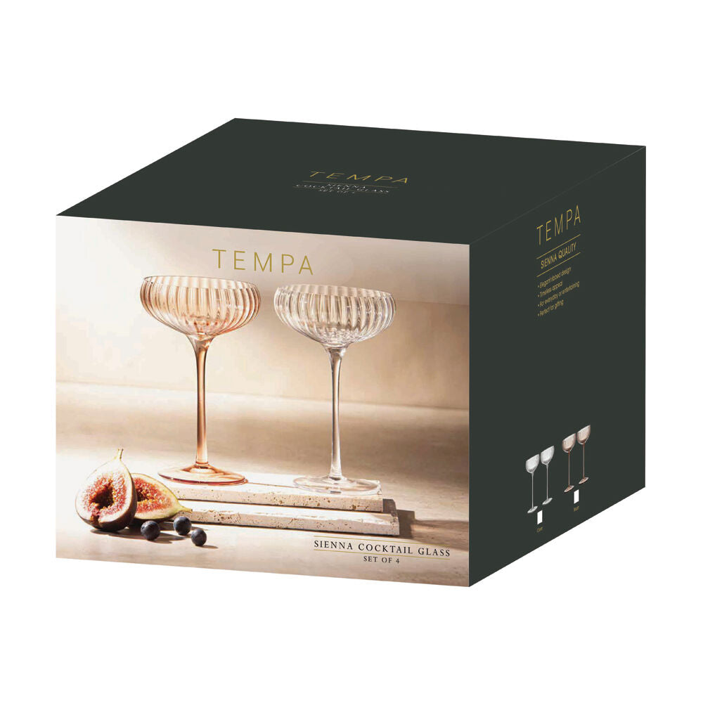 Tempa Sienna Rippled Cocktail Drinking Glasses Set 16.5cm Blush Pink (4 Pieces) — image 3