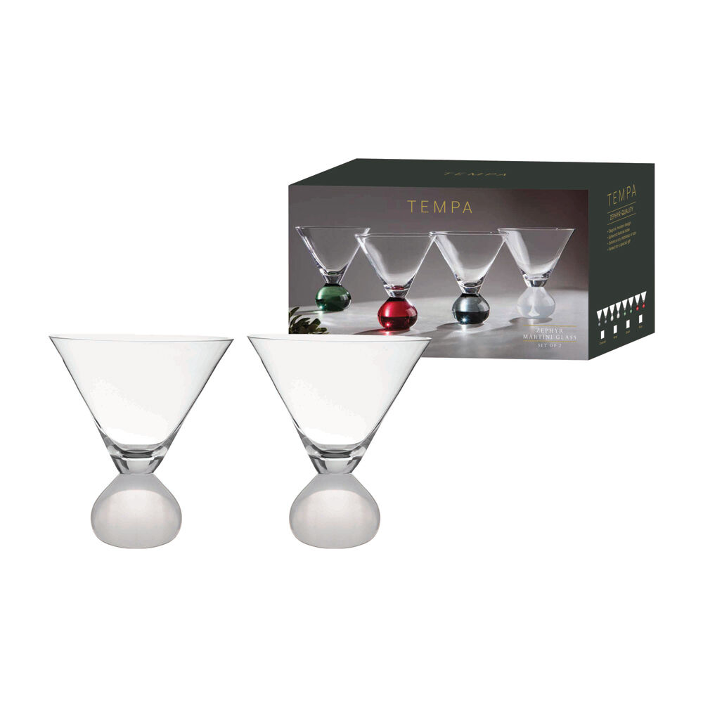 Tempa Zephyr Spherical Martini Drinking Glasses Set 12cm White (2 Pieces) — image 2