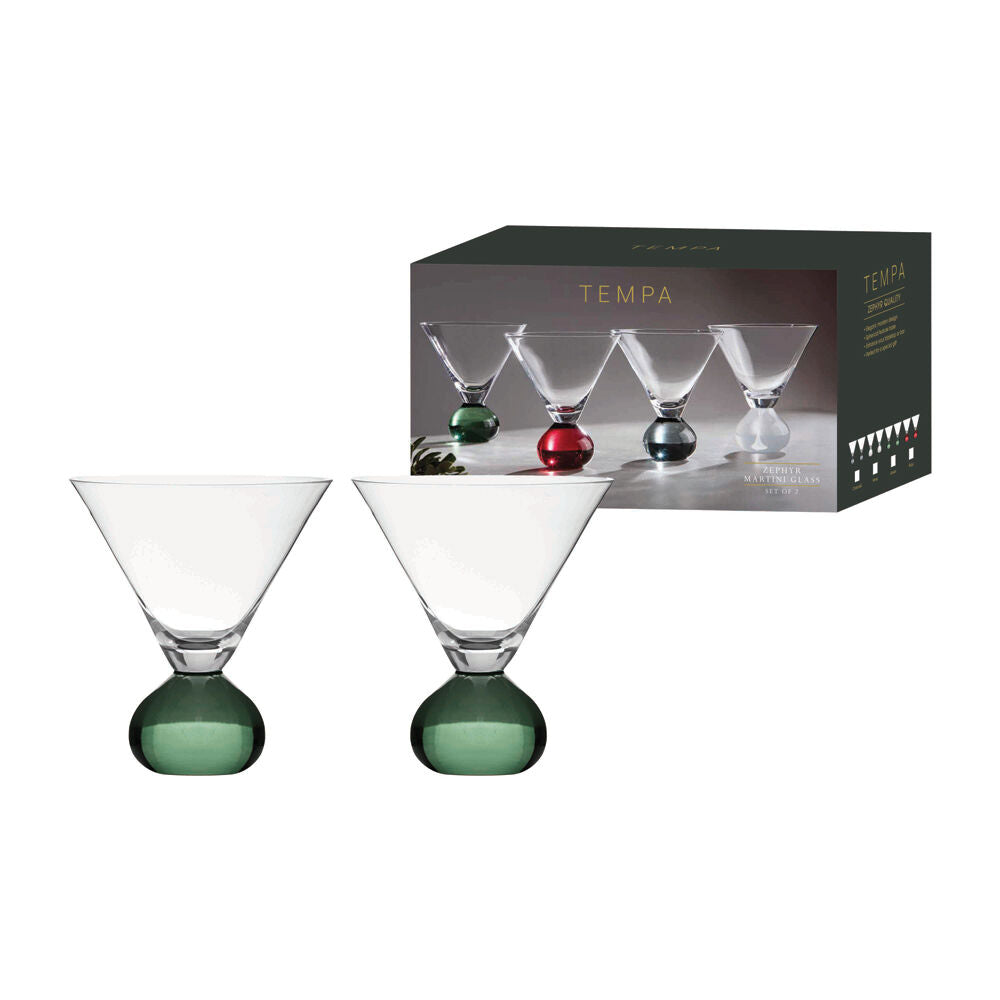 Tempa Zephyr Spherical Martini Drinking Glasses Set 12cm Green (2 Pieces) — image 2