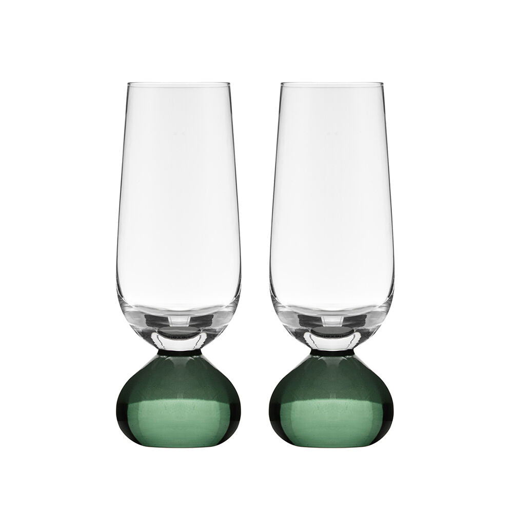 Tempa Zephyr Spherical Champagne Flute Drinking Glasses Set 17cm Green (2 Pieces)