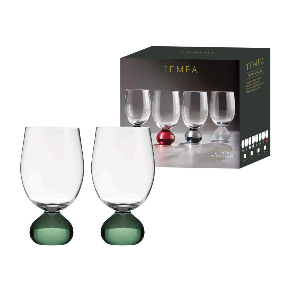 Tempa Zephyr Spherical Wine Drinking Glasses Set 16cm Green (2 Pieces) — image 2