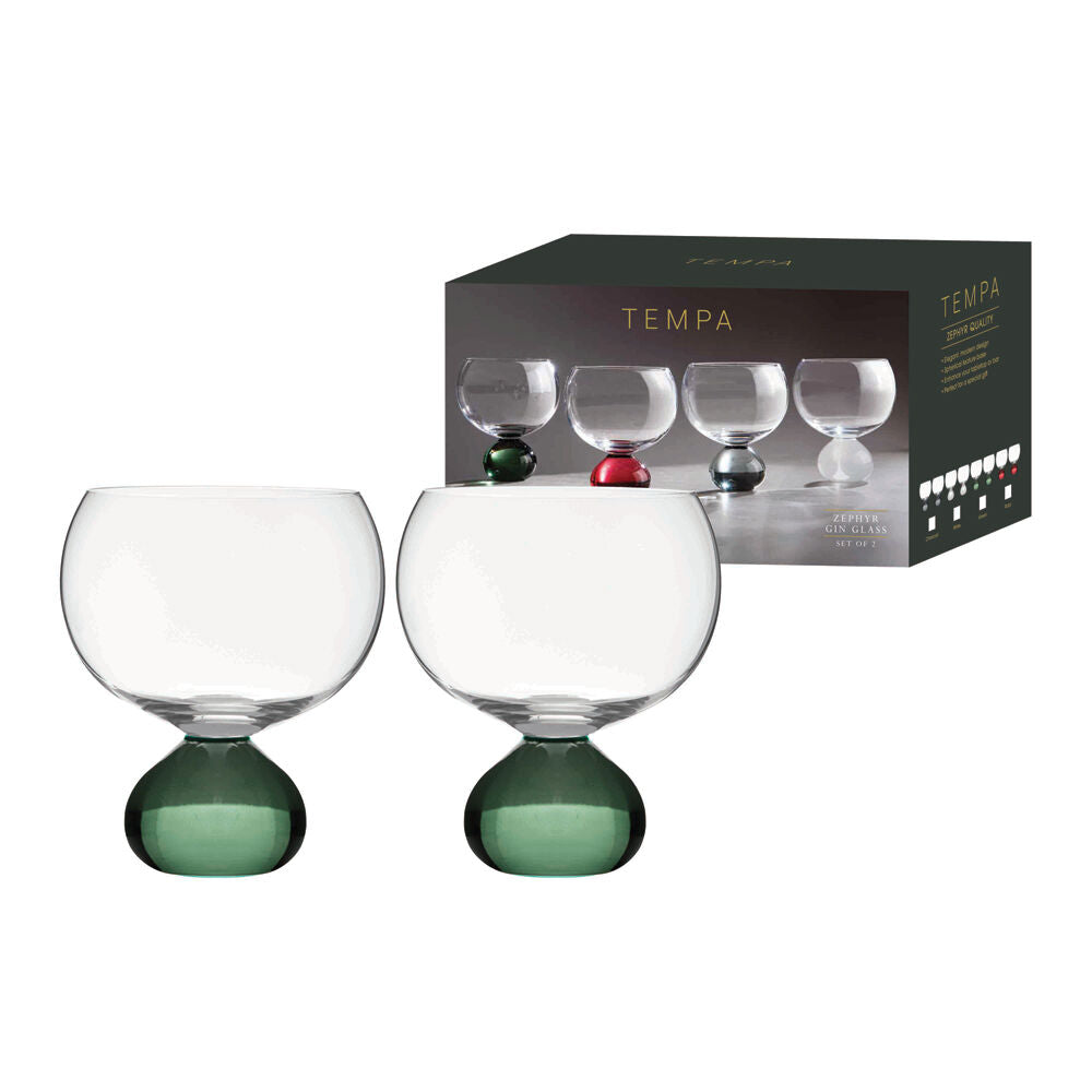 Tempa Zephyr Spherical Gin Drinking Glasses Set 12.5cm Green (2 Pieces) — image 2