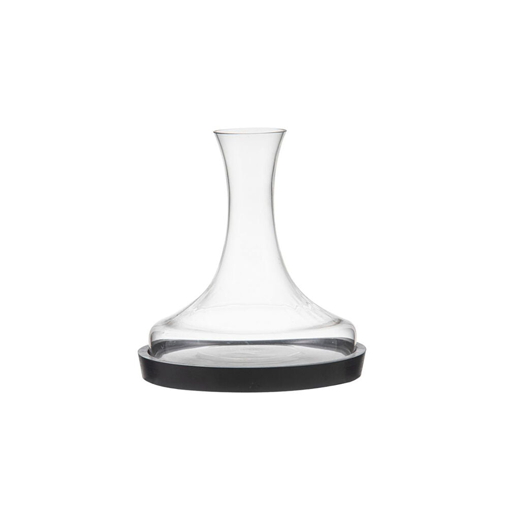 Tempa Clear/Black Harvey Round Wine Drink Decanter w/ Wooden Base