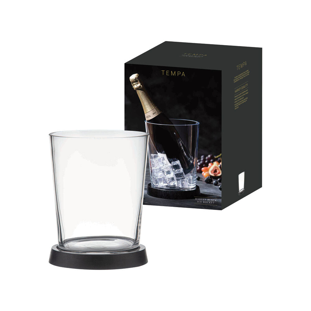 Tempa Clear/Black Harvey Ice Cooler Storage Bucket w/ Wooden Base — image 2