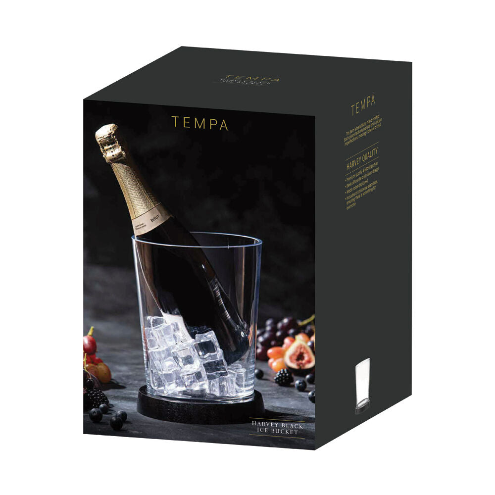 Tempa Clear/Black Harvey Ice Cooler Storage Bucket w/ Wooden Base — image 3