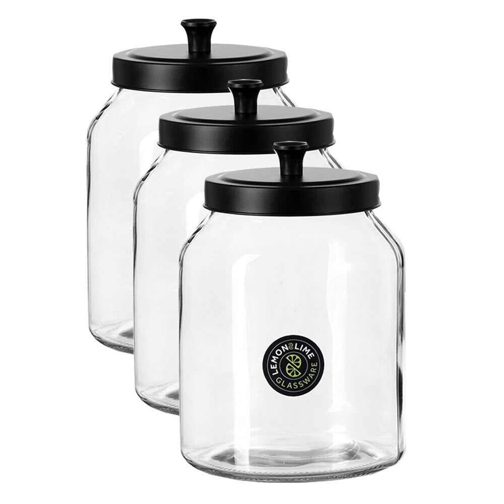 Lemon and Lime 3L Cosmo Glass Jar Storage Container/Canister Kitchen/Home (3 Pack)