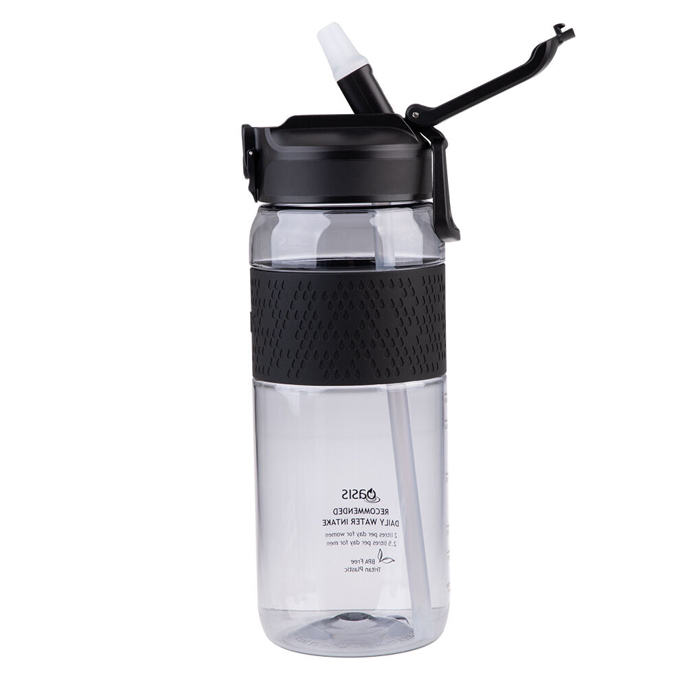 Oasis 800ml Carbon Black Tritan Sports Silicone Grip Drink Bottle w/ Sipper — image 3