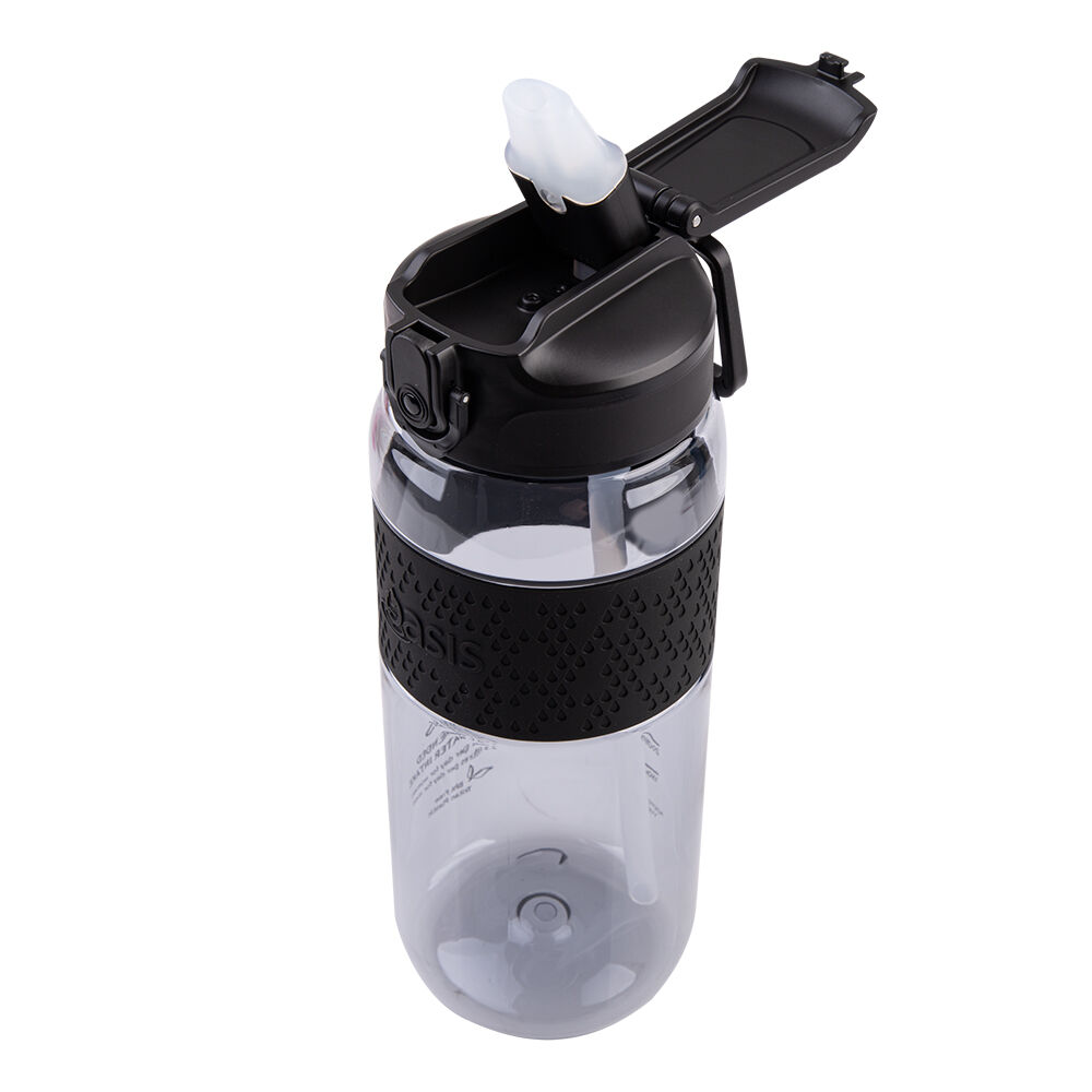 Oasis 800ml Carbon Black Tritan Sports Silicone Grip Drink Bottle w/ Sipper — image 2