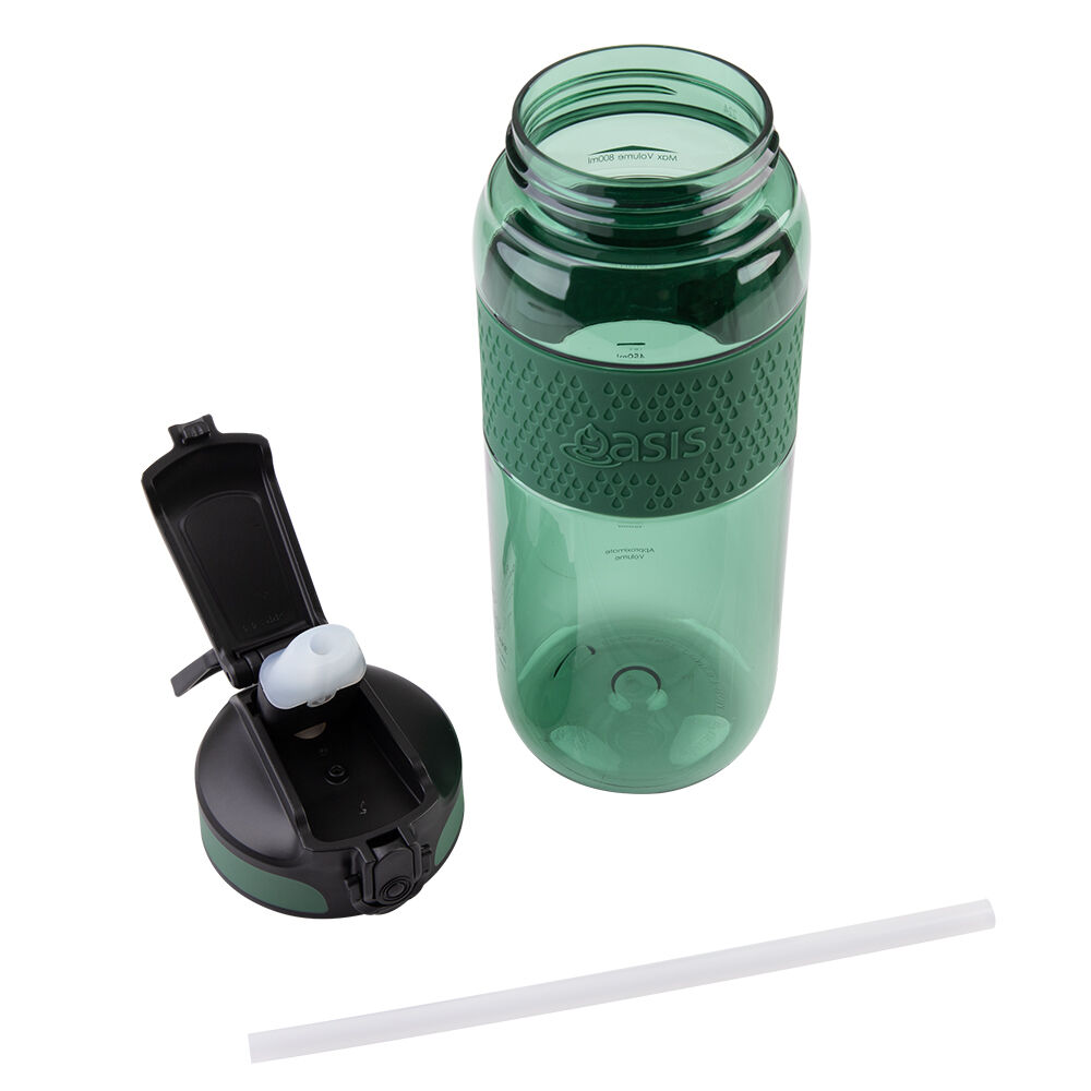 Oasis 800ml Forest Green Tritan Sports Silicone Grip Drink Bottle w/ Sipper — image 6