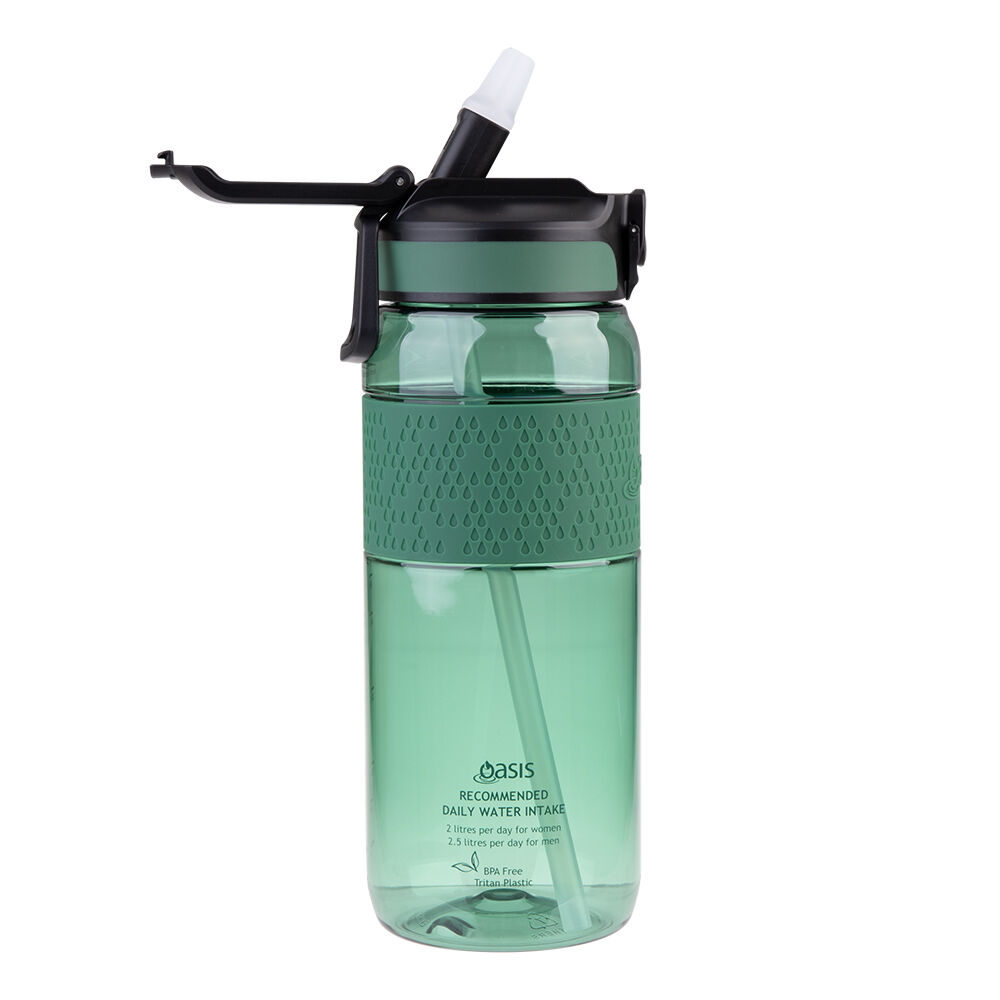Oasis 800ml Forest Green Tritan Sports Silicone Grip Drink Bottle w/ Sipper — image 4