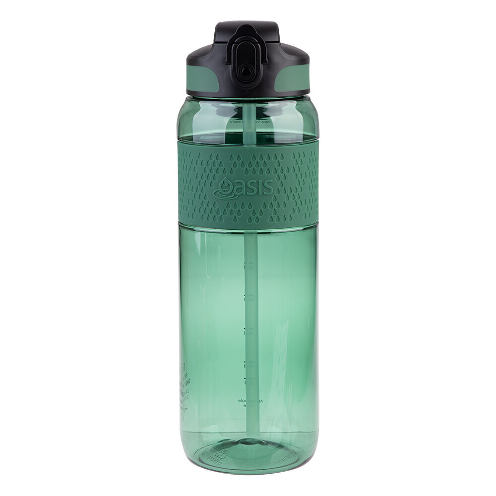 Oasis 1L Forest Green Tritan Sports Water Drinking Bottle w/ Sipper Straw