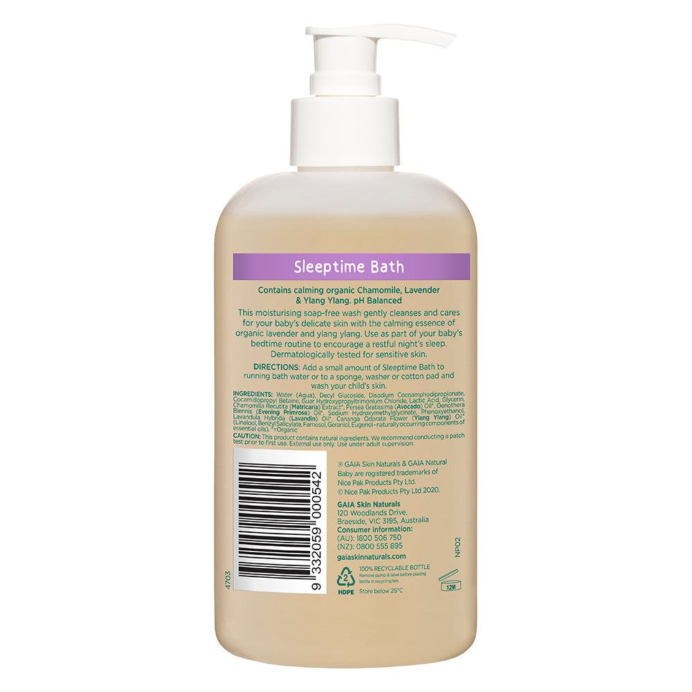 Gaia 500ml Pure/Organic Sleeptime Bath for Baby/Kids/Toddlers Vegan Friendly (2 Pack) — image 3