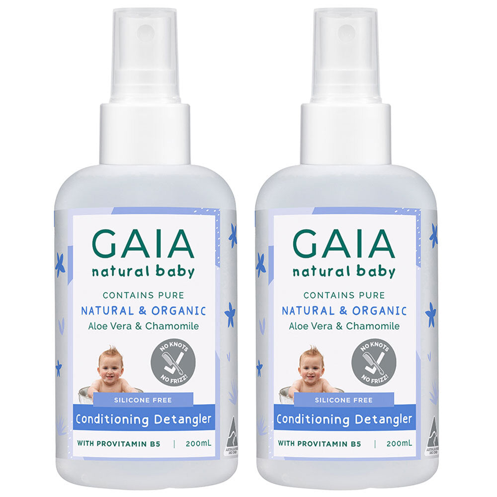 Gaia 400ml Organic Conditioning Detangler Vegan Friendly Baby Kids Toddlers (2 Pack)
