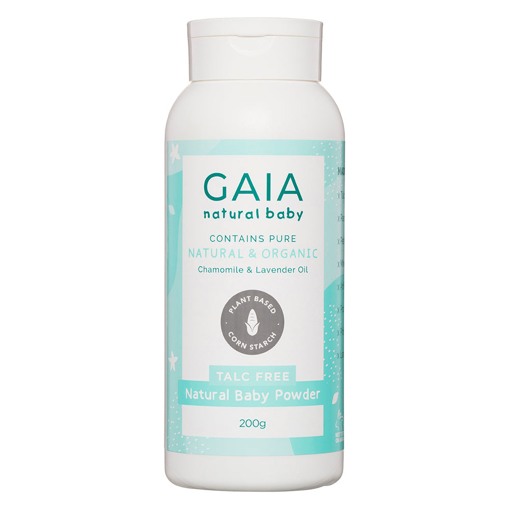 Gaia 400g Natural Pure Organic Baby Powder Talc Free Cornstarch Vegan Friendly (2 Pack) — image 2