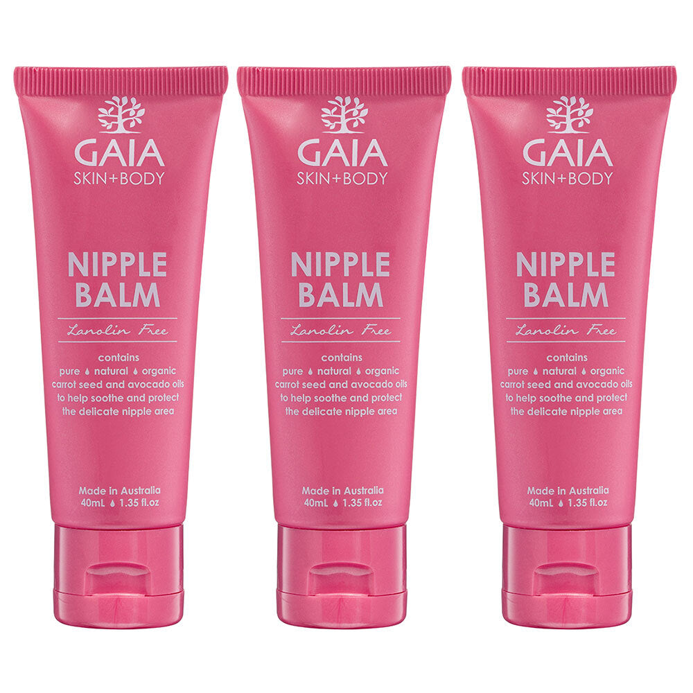 Gaia 120ml Natural Organic Nipple Balm Beeswax No Animal Testing Mothers Women (3 Pack)