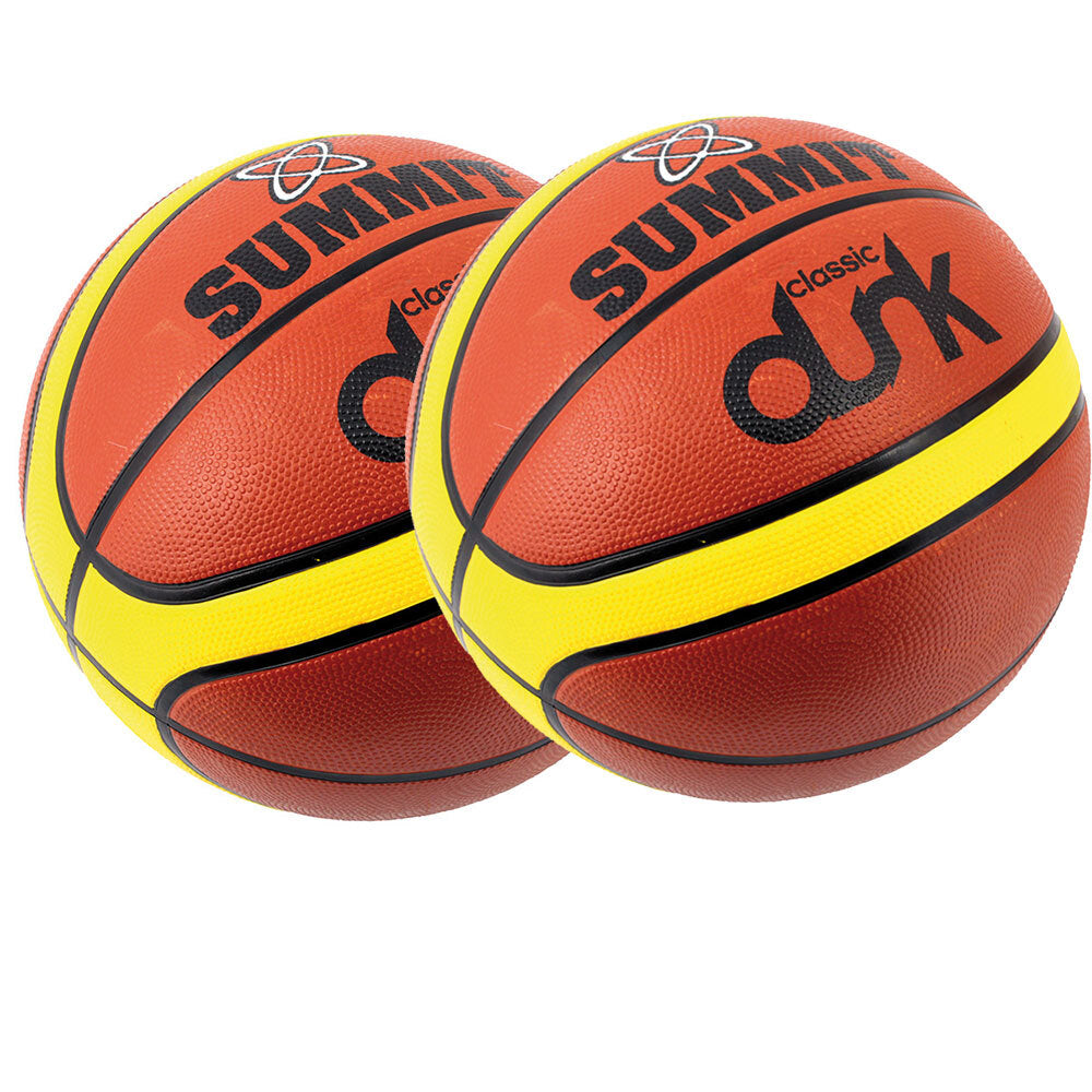 Summit Global Summit Size 3 Classic Dunk Basketball Indoor/Outdoor Sport Rubber Ball Brown (2 Pack)