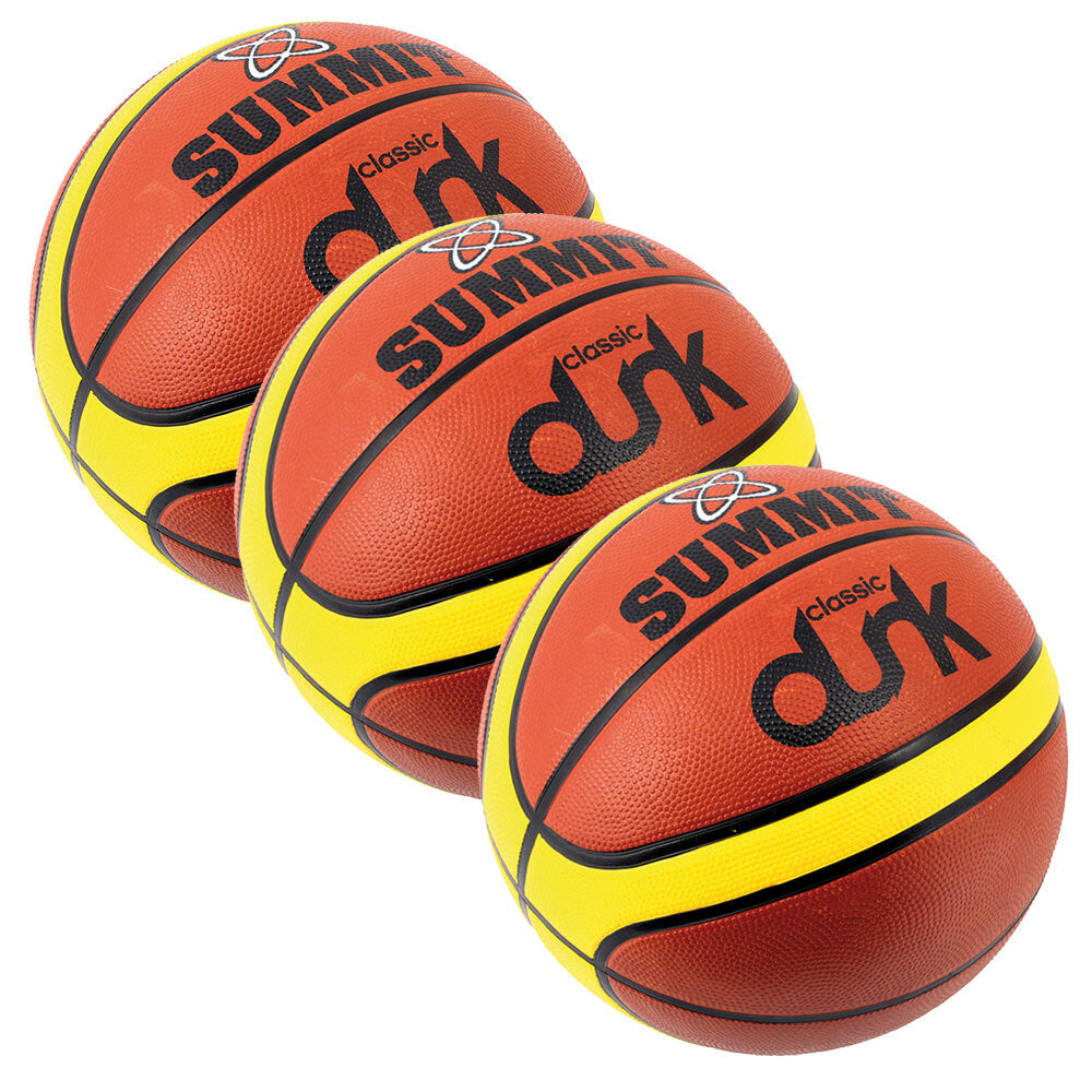 Summit Global Summit Size 3 Classic Dunk Basketball Indoor/Outdoor Sport Rubber Ball Brown (3 Pack)