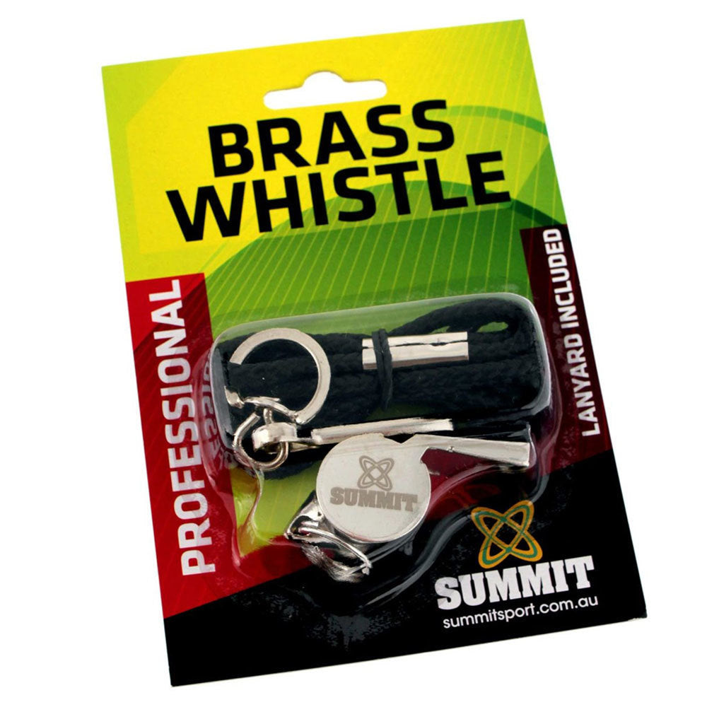 Summit Global Summit Brass Sports Whistle Referee/Match/Outdoor/Camping/Training w Lanyard (2 Pack) — image 2