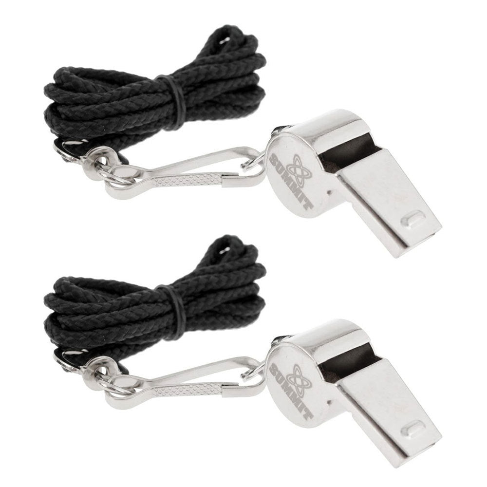 Summit Global Summit Brass Sports Whistle Referee/Match/Outdoor/Camping/Training w Lanyard (2 Pack)