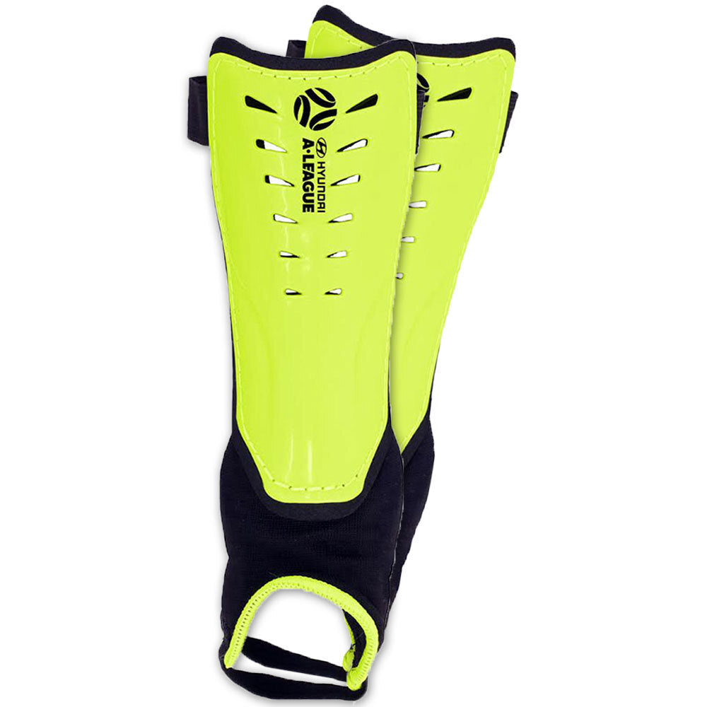 Hyundai A-League Lime 20cm Shin Guard/Padsw/Ankle Sock/Sports/Soccer Medium Size