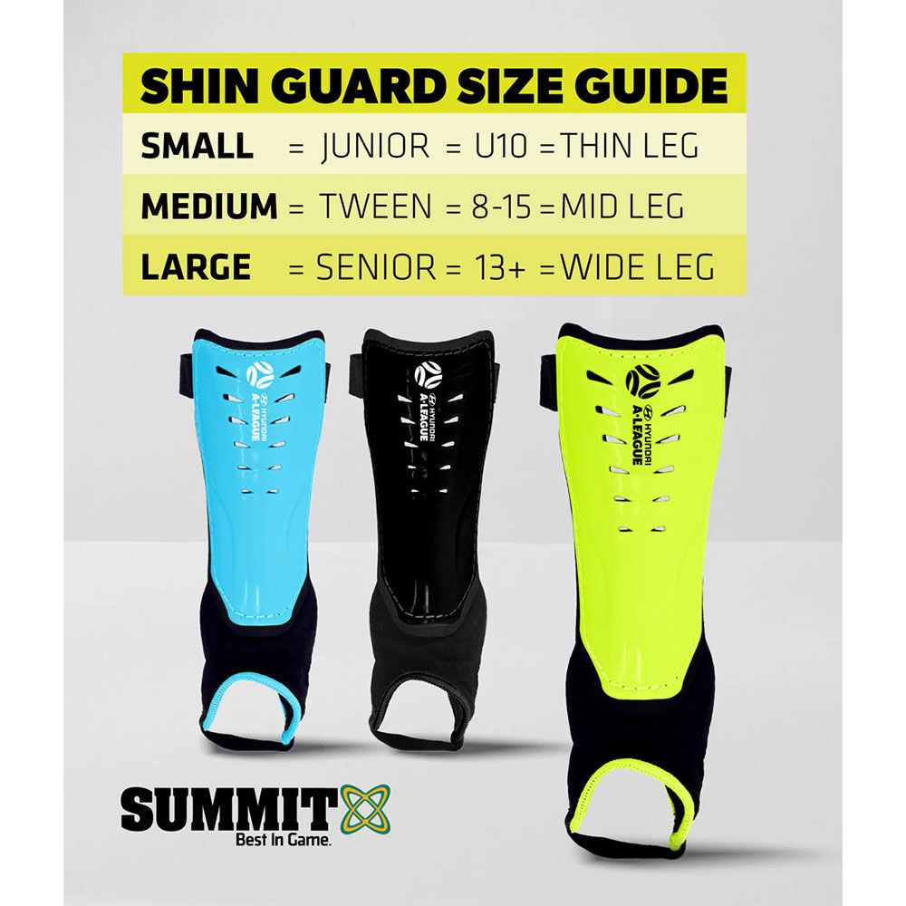 Hyundai A-League Lime 20cm Shin Guard/Padsw/Ankle Sock/Sports/Soccer Medium Size — image 2