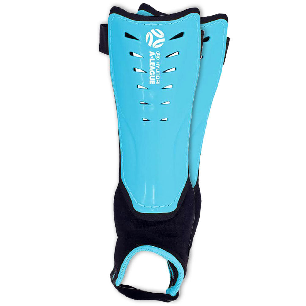 Hyundai A-League Blue 22cm Shin Guard/Pads w/Ankle Sock/Sports/Soccer Large Size