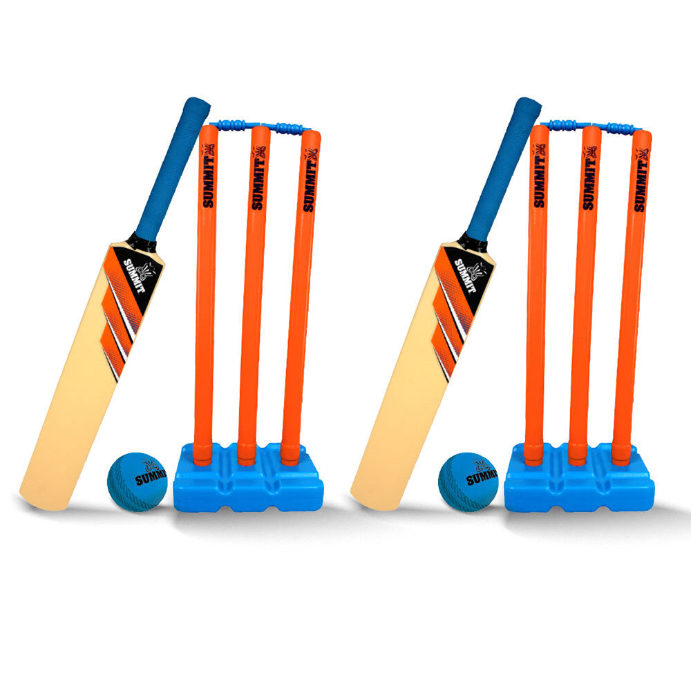 Summit Global Summit Junior Plastic Cricket Sport Kids Set w/Size 3 73cm Bat/ Stumps/ Ball (2 Pack)