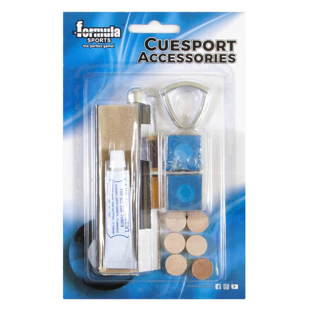 Formula Sports Cue Tipping Kit Chalk/Sandpaper/Clamp Accessory Set Standard