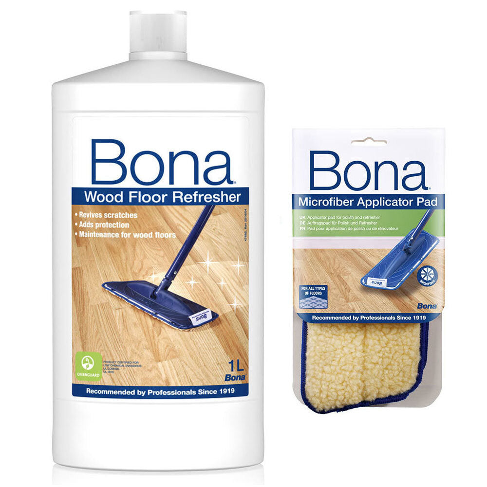 Bona Wood Floor Refresher for Wooden Floors w/ Microfibre Applicator Pad for Mop