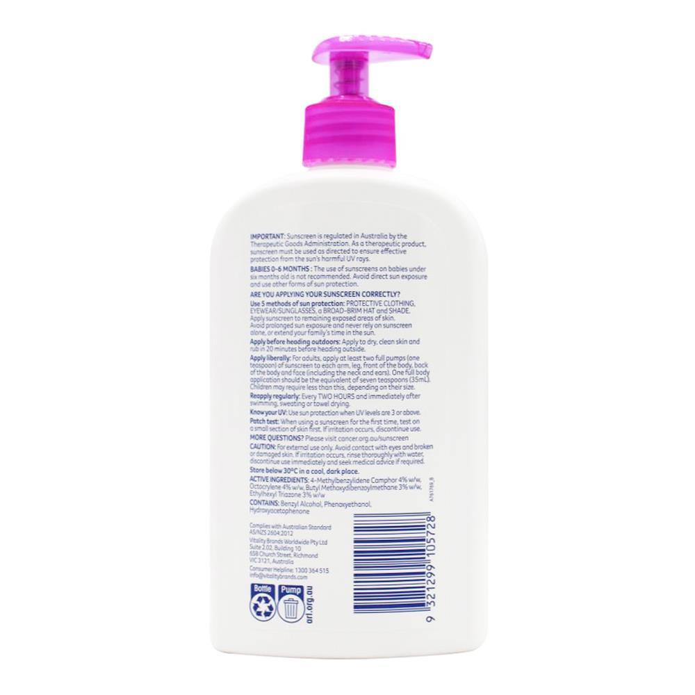 Cancer Council 500ml Kids Sunscreen SPF50+ Childrens Body Lotion Pump Bottle