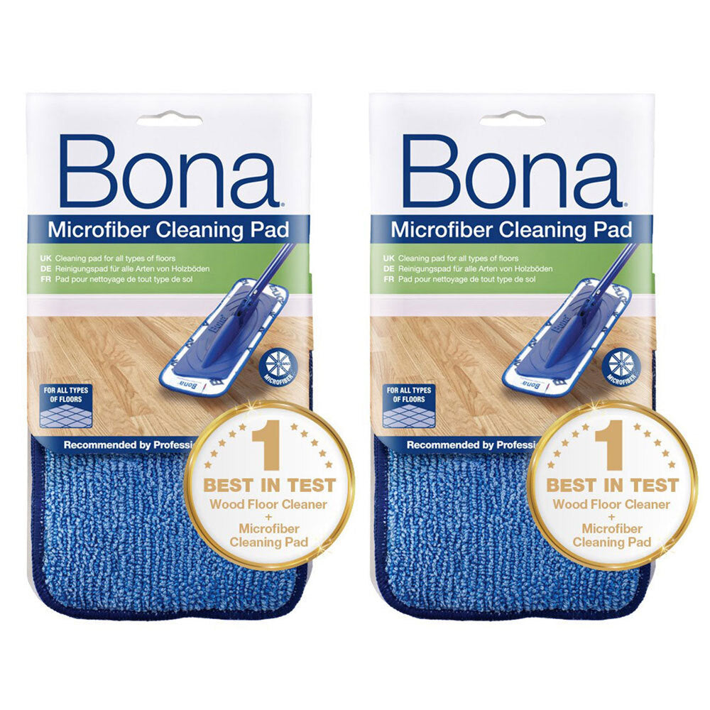 Bona Microfibre Cleaning Pad for Mop Floor Cleaning Washable/Reusable (2 Pack)